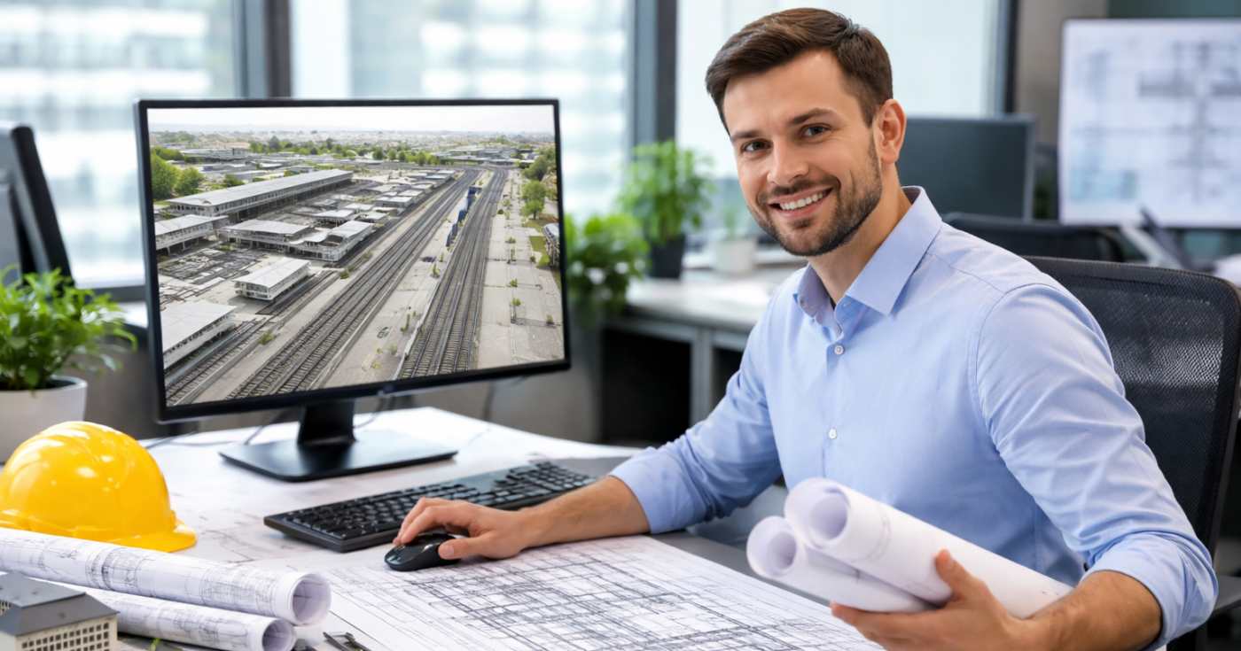 Un ingegnere strutturista al lavoro (repertorio)