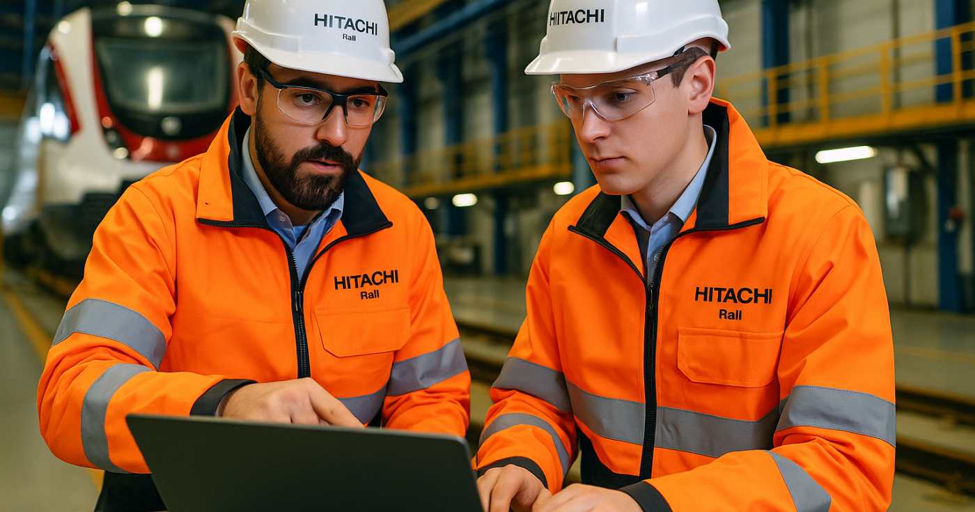 Due ingegneri di Hitachi Rail al lavoro (repertorio)