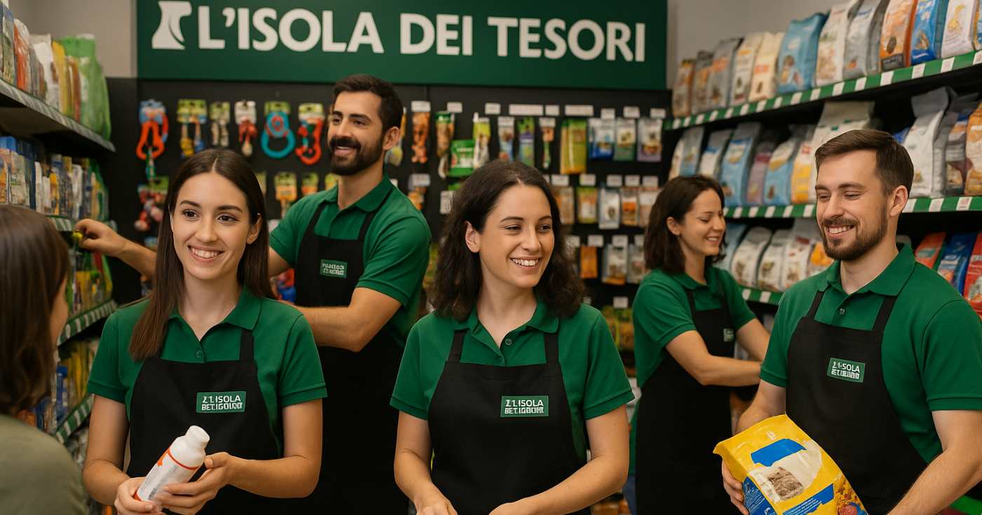 Un gruppo di addetti vendita in punto vendita Isola dei Tesori (repertorio)