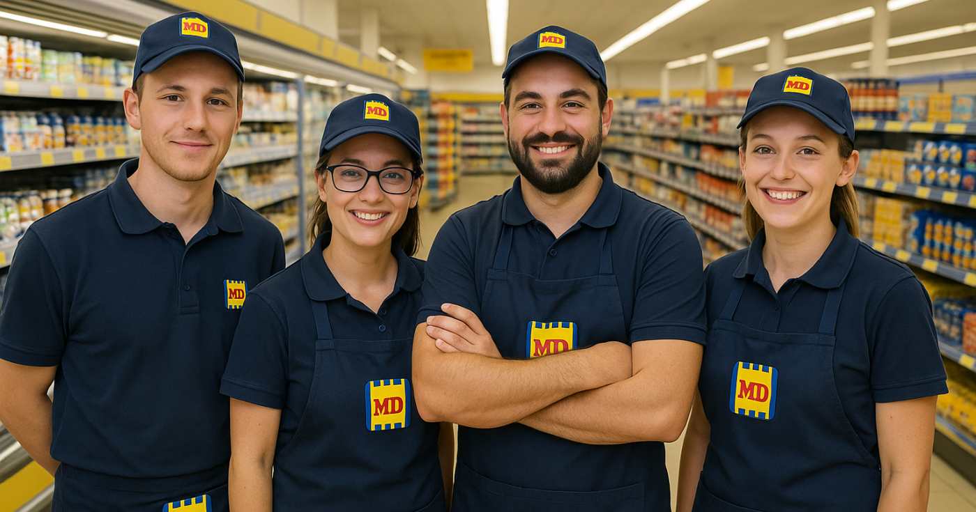 Un gruppo di addetti in un discount MD (repertorio)