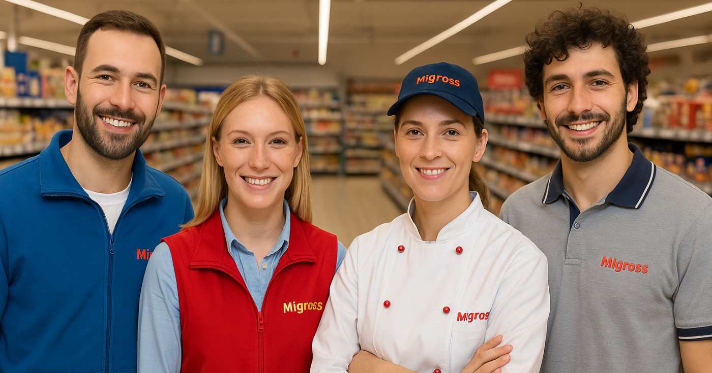 Un gruppo di addetti in un supermercato Migross (repertorio)
